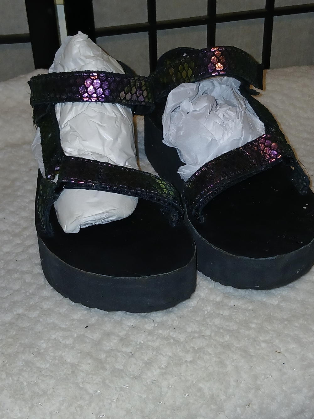 Teva Iridescent Snake-Print Sport Sandals in Green-Purple - Picture 4 of 9